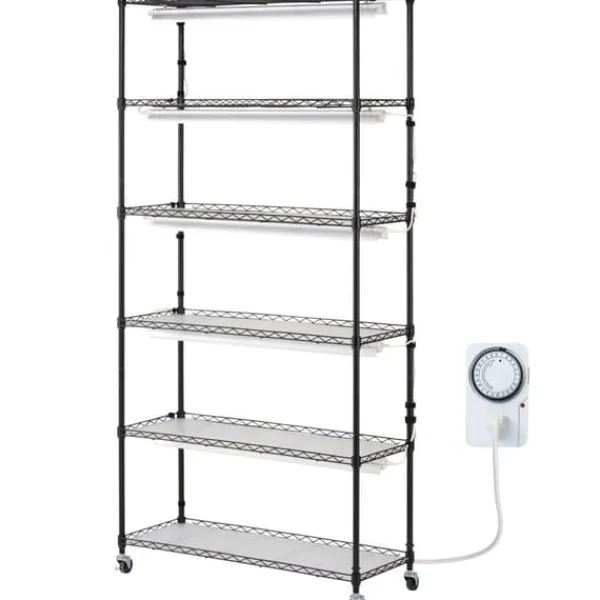 Växtställning med växtlampa 180W, 6 Eters, inomhus växtskåp, justerbar ljusstyrka, modern design för inomhusplantering