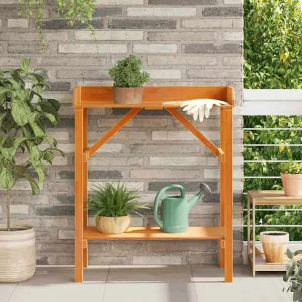 vidaXL Växtställningar med hylla Brun 75 x 40 x 90 cm Massiv furu