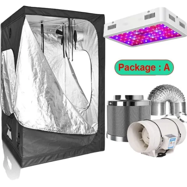 Outlet Växttältset, Fullspektrum LED-lampa, Hållbara material,Paket A, 50x50x100cm kit Kit För Växt- & Örtplantering