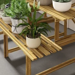 Växttrappa/blomhylla 3 steg gran 120x80x78 cm för trädgård balkong terrass