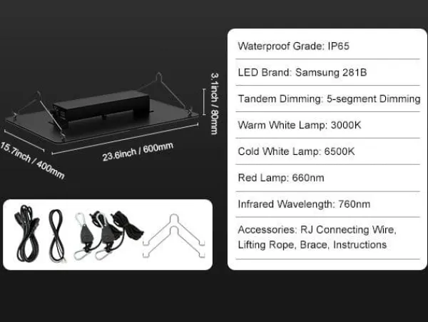 Clearance 300W kvantbräda LED odlingsväxtljus, fullspektrum, låg energiförbrukning/värme/ljud, för alla tillväxtstadier, enkel installation/justering Kit För Växt- & Örtplantering