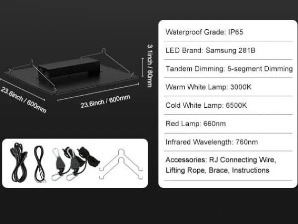 400W kvantbräda LED odlingsväxtljus, fullspektrum, låg energiförbrukning/värme/ljud, för alla tillväxtstadier, enkel installation/justering
