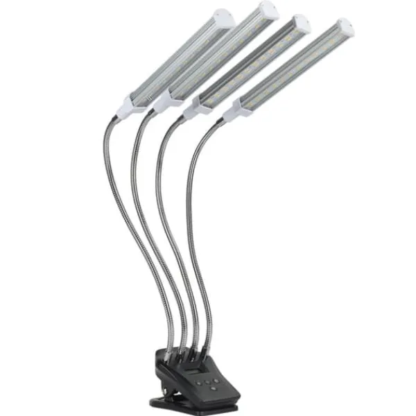 Best 96W LED Grow Lamp LCD Display 4 Head 360° Justerbar Silver Plant Grow Light för växthus 100‑240VUK Plugg Kit För Växt- & Örtplantering