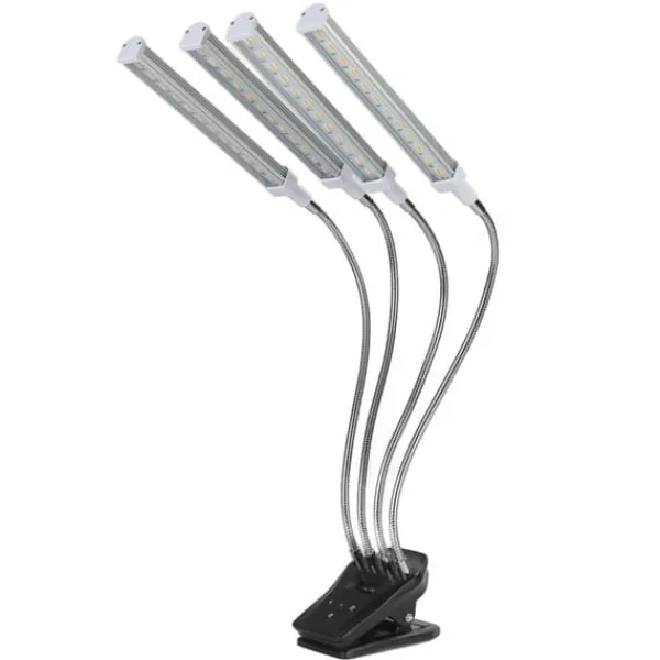 Best 96W LED Grow Lamp LCD Display 4 Head 360° Justerbar Silver Plant Grow Light för växthus 100‑240VUK Plugg Kit För Växt- & Örtplantering