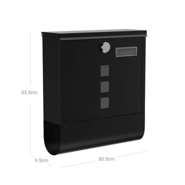 Discount Wall Letterbox - Letterbox - med tidningsbox och typskylt - med lås - svart Postlådor & Brevlådor