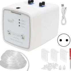 Sale WIFI Intelligent Trädgårdsbevattningstimer Droppbevattningskit Bevattningssystem 100‑240VDubbelpump EU-kontakt Bevattning