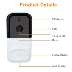 WiFi 1080P Rörelsedetektering Dörrklocka Kamera för hemsäkerhet