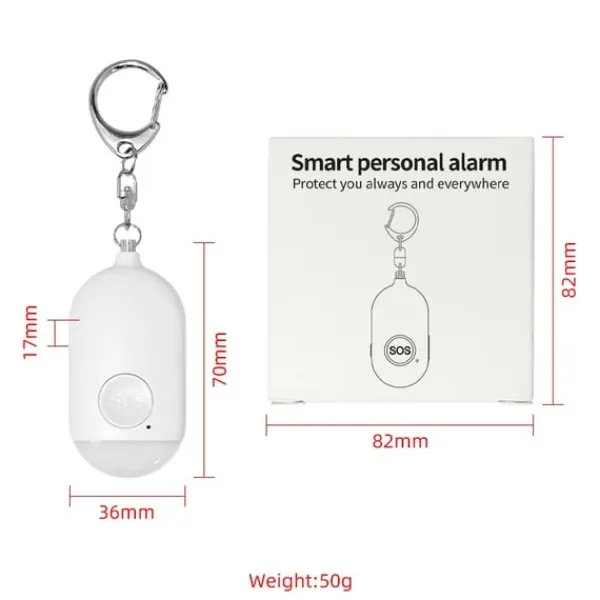WiFi Personligt Säkerhetslarm med Fjärrnotifikation, 130dB Hög Siren och LED-Lampa