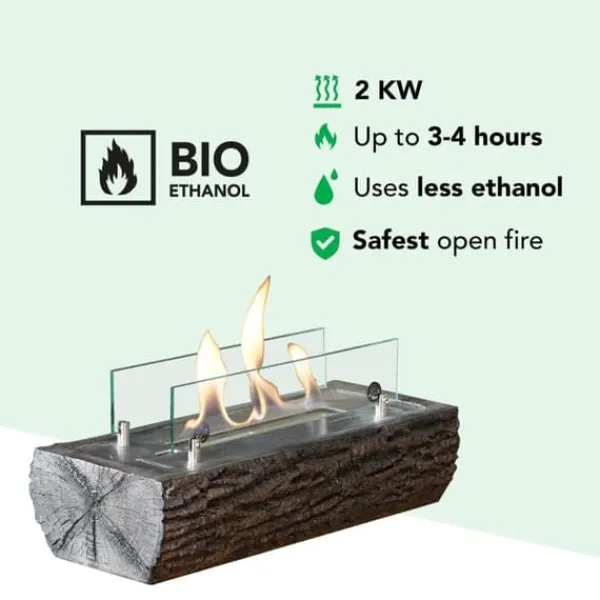 Woody bio-etanol bord spis - humör öppen spis - Inomhus & Utomhus - Trä utseende - 2 KW värme