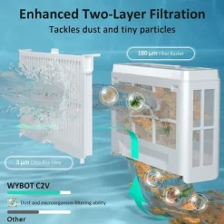 Hot WYBOT C2 Vision Robotic Pool Cleaner - Smart Vision Navigation - 180min Runtime - 8 Cleaning Modes - For Pools up to 180㎡ Pool- & Spatillbehör