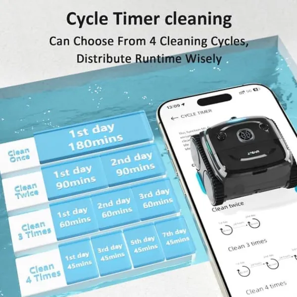 Hot WYBOT C2 Vision Robotic Pool Cleaner - Smart Vision Navigation - 180min Runtime - 8 Cleaning Modes - For Pools up to 180㎡ Pool- & Spatillbehör
