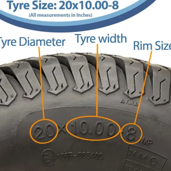 20x10.00-8 & 15x6.00-6 Däck för gräsklippare 4ply Multi turf gräs Wanda P332 Set om 4