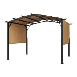 Hot 10x10 fot Pergola, Utfällbar Utomhuspergola med Baldakin, Bågformad Metallpergola, Robust Konstruktion Valvbågar, Spaljéer, Bersåer & Pergolor