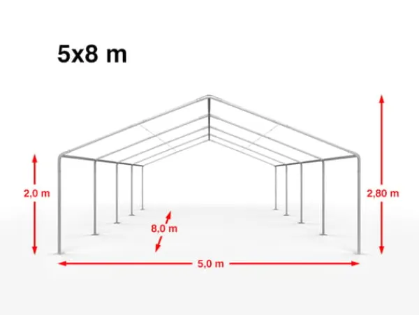 Hot 5x8 m partytält TOOLPORT marquee PE 350 N vit Tält & Lusthus