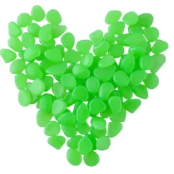 Discount 100x Självlysande Dekorationsstenar - Grön Trädgårdsstenar & Klivstenar