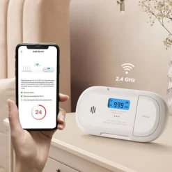 X-Sense Ansluten Kolfiberdetektor, Push-notiser i realtid via X-Sense Hemsäkerhetsapp, Batteri