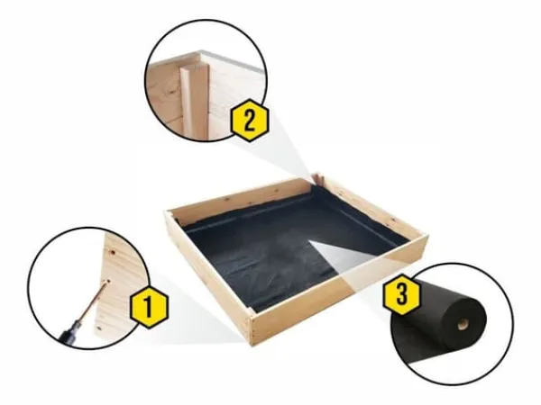 Sale 120x120x18 cm Hållbar Fyrkantig Trädgårdsbädd med Markduk för Självhushållning Planteringsbänkar