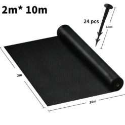 YUENFONG Mulchduk, Anti Ogräs 100 g-m², Rivbeständig, Anti-UV och vattengenomsläpplig, Svart (2×10 m) Markduk & Fiberduk