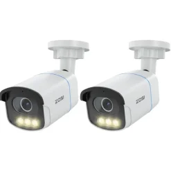 Clearance ZOSI C186 PoE Säkerhets-IP-kamera, Aurora Lux Äkta Färg Nattseende, F1.0 Bländare,C186 PoE (2-pack) Säkerhetsmonitorer & Videokameror