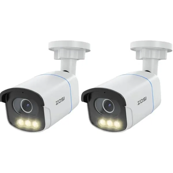 Clearance ZOSI C186 PoE Säkerhets-IP-kamera, Aurora Lux Äkta Färg Nattseende, F1.0 Bländare,C186 PoE (2-pack) Säkerhetsmonitorer & Videokameror